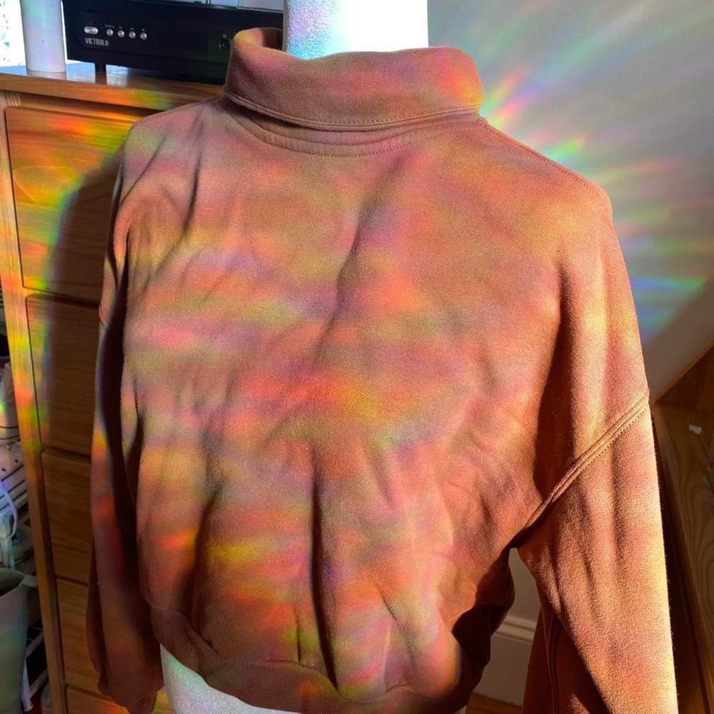 Abercrombie & Fitch Dark Orange Turtle Neck Sweatshirt With Puff Balloon Sleeves